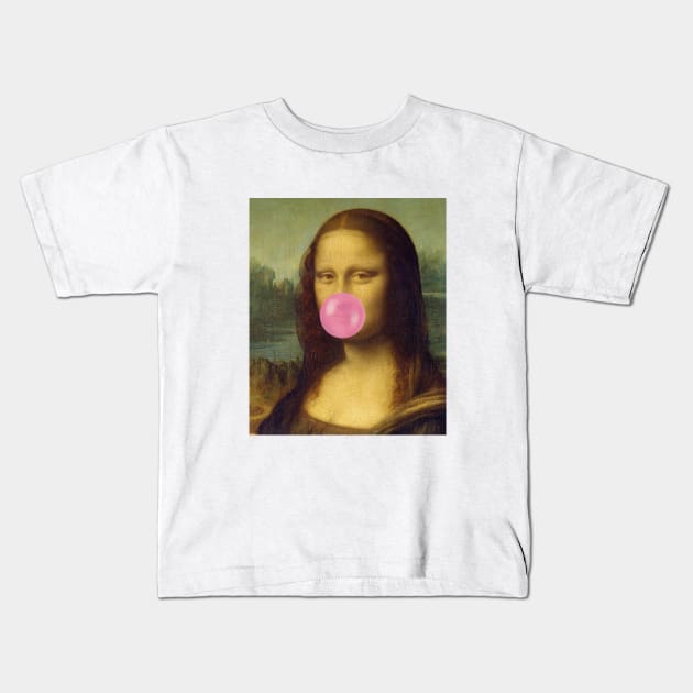 Bubble Gum Mona Lisa Kids T-Shirt by Naves